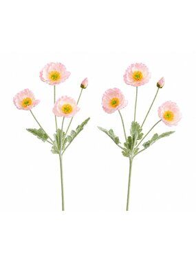 Pink Poppy Stem Faux Poppy Flowers Artificial Wildflower Spray Cottagecore Flora